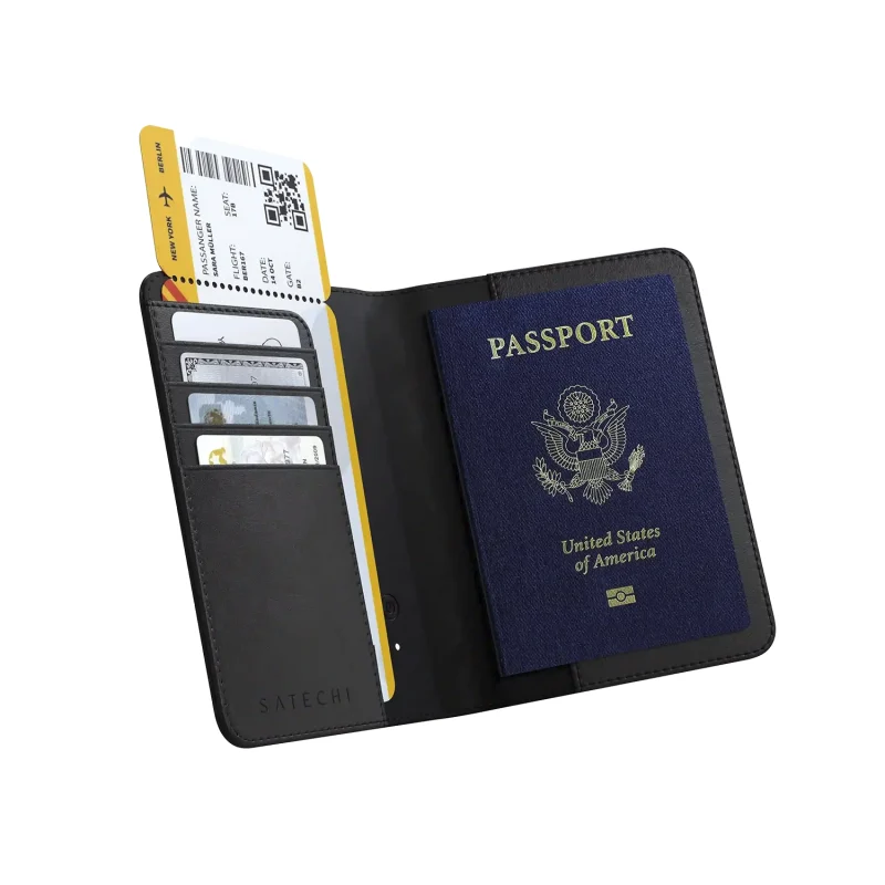 SATECHI Vegan-Leather Passport Cover with Find My
